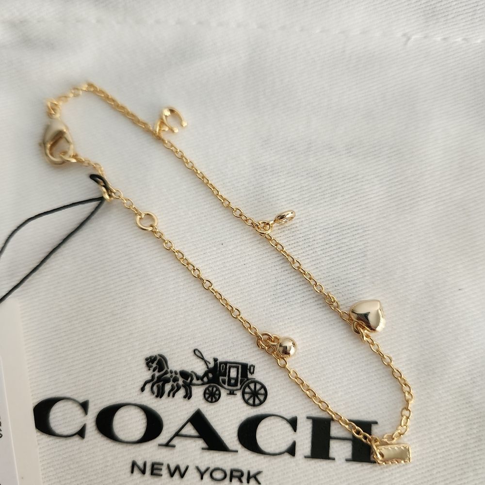 Coach Delicate Gold Charm Bracelet - Jewelry 14k Gold Plated Over Brass - Picture 3 of 9